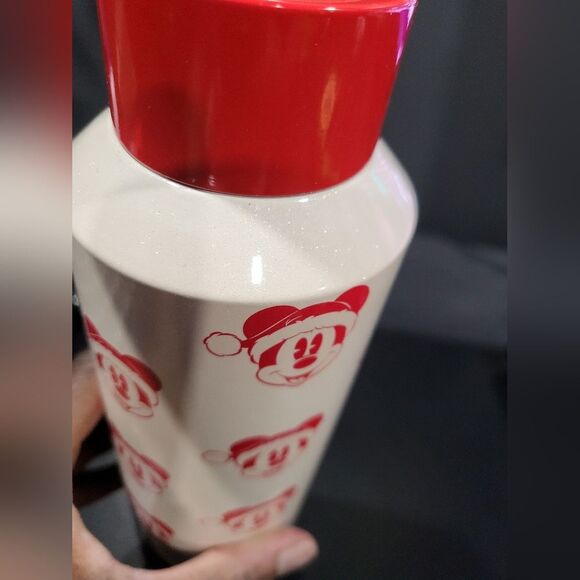Walt Disney World Mickey Santa Starbucks Stainless Steel Water Bottle Glitter - Picture 2 of 8